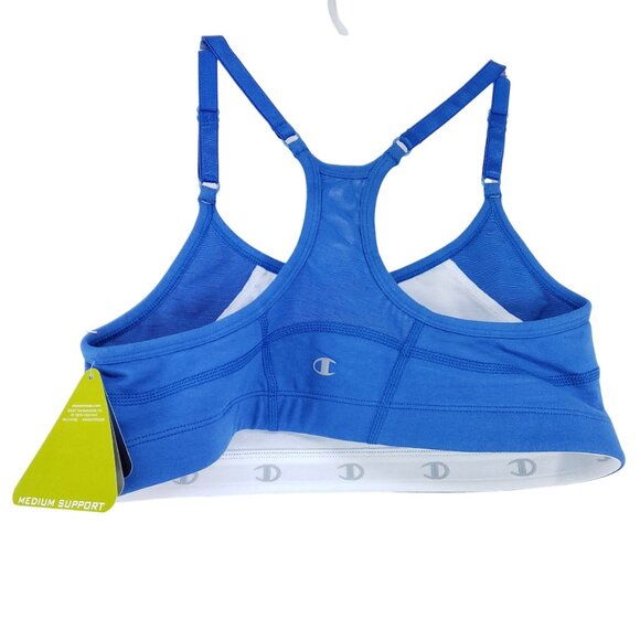 Champion Womens Cotton Racerback Sports Bra Large Radium Blue Medium Support - Picture 2 of 5